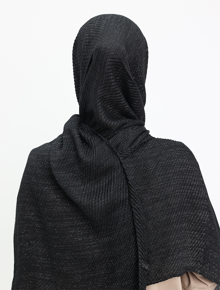 Black Crinkle Lurex Hijab